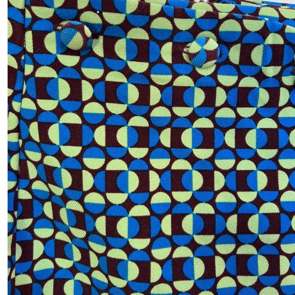 NWT Urban Outfitters Blue Green Geometric Retro Mod Mini Skirt Womens SP